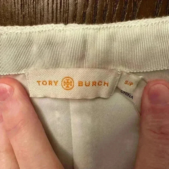 NEW Tory Burch Wrap Skirt Ivory W/ Gray/Brown Stripes - Zip Close, Size S Lined - Picture 2 of 11